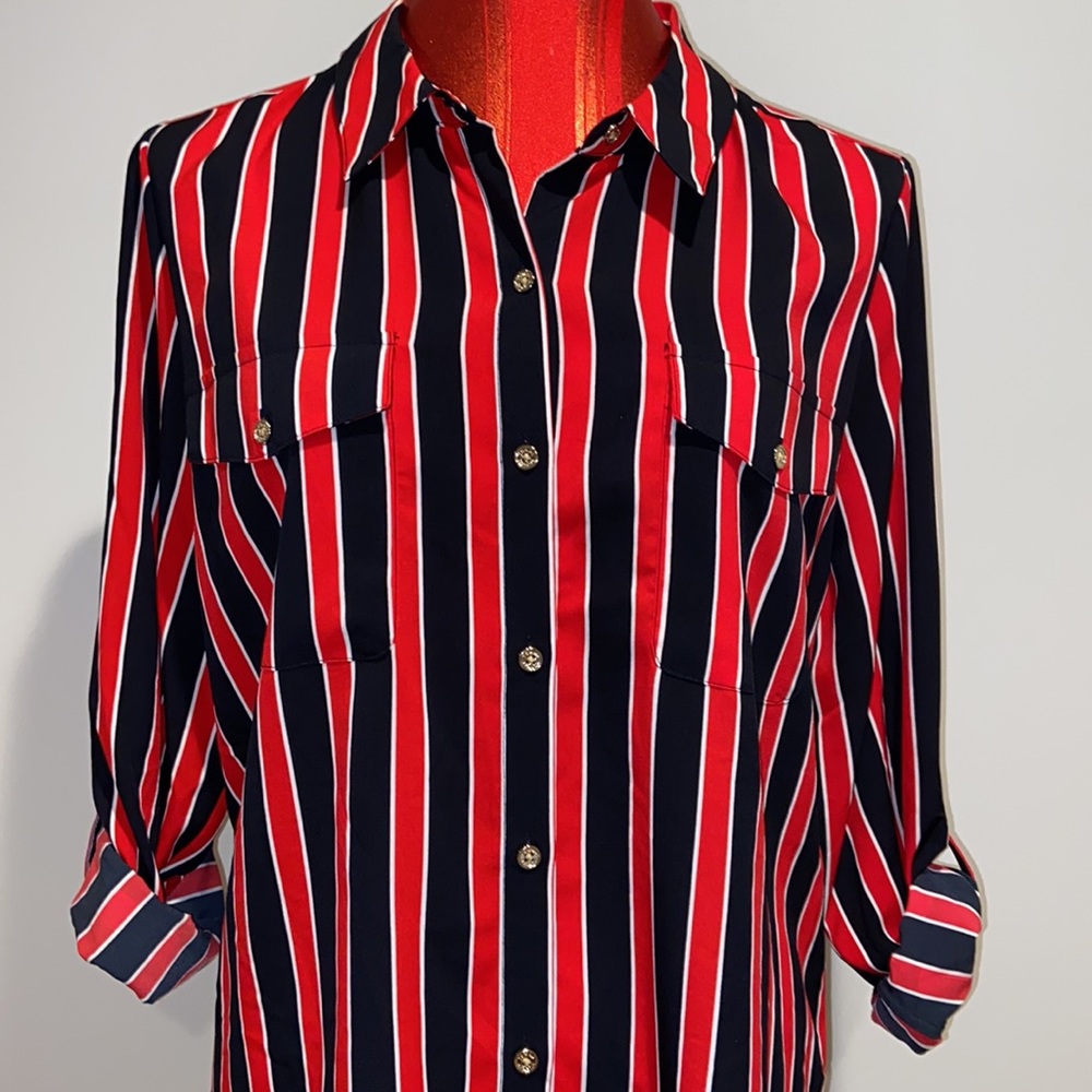 Tommy Hilfiger Button Down Multicolored Blouse - image 5